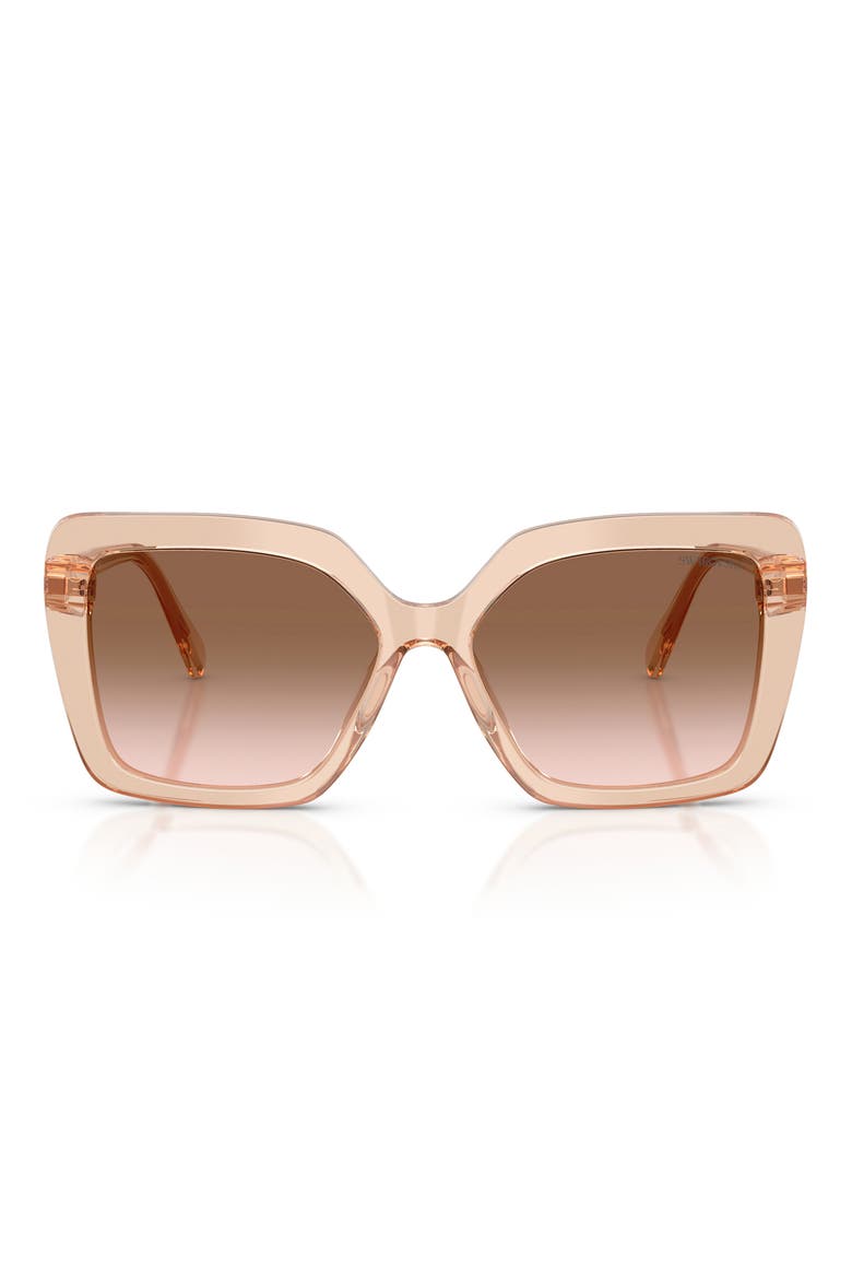 57mm Butterfly Sunglasses, Main, color, TRANSPARENT BEIGE / BROWN