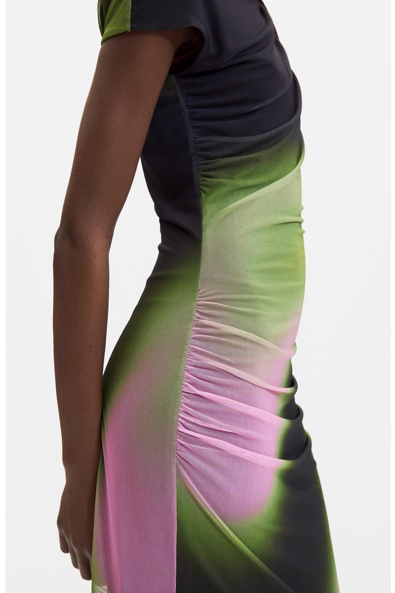 Mesh Overlay Midi Dress, Alternate, color, BLACK