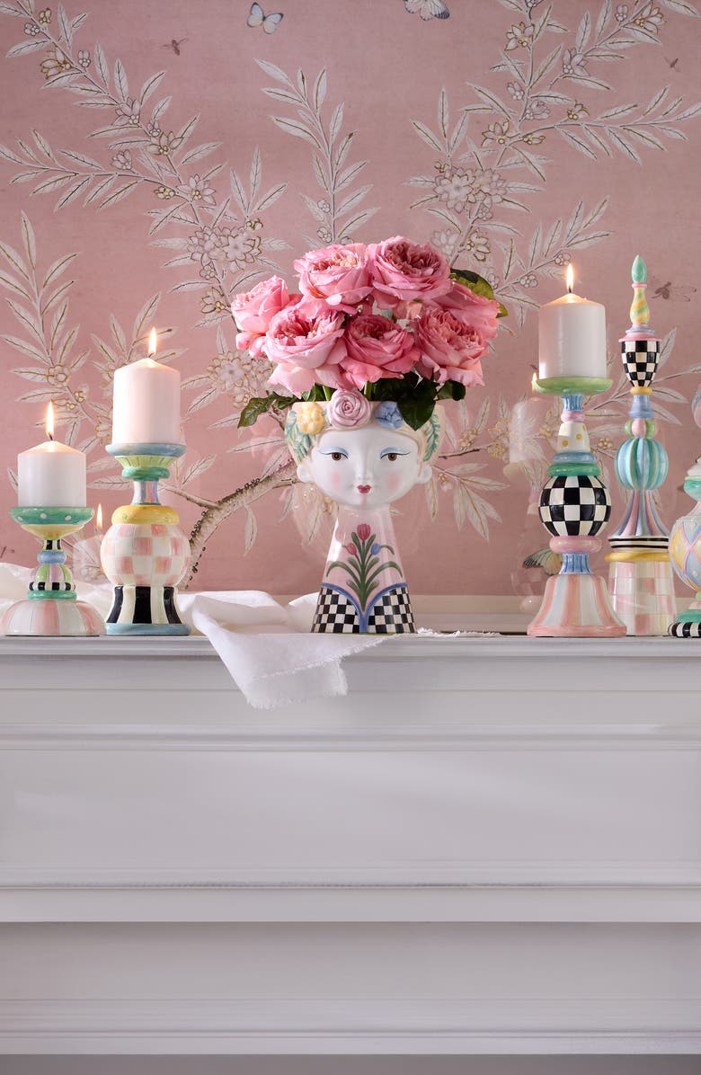 MACKENZIE CHILDS Rosy Meadow Set of 3 Candleholders, Alternate, color, Rosy