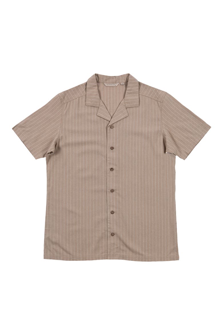 Stripe Linen & Cotton Blend Camp Shirt, Main, color, SAFARI