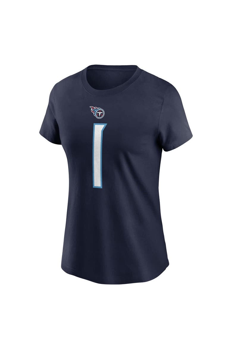 Women's Nike Cam Ward Navy Tennessee Titans 2025 NFL Draft First Round Pick Name & Number T-Shirt, Alternate, color, Navy