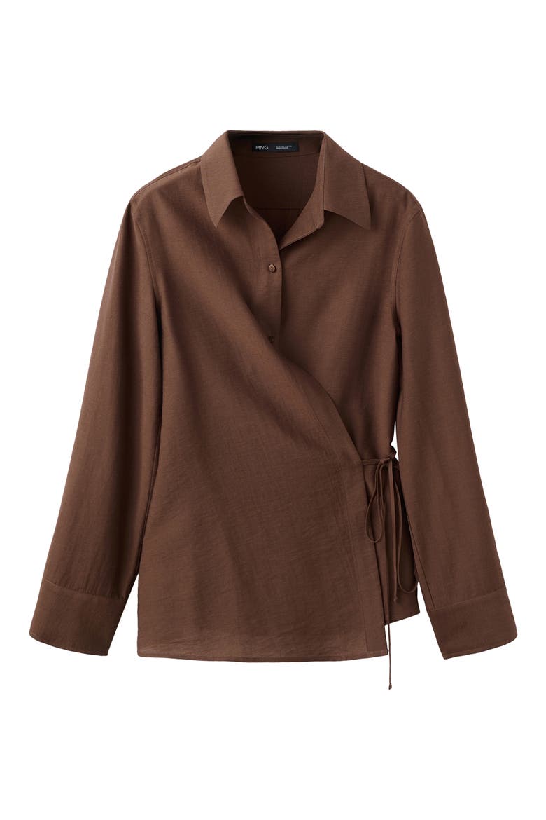 Long Sleeve Wrap Shirt, Main, color, BROWN