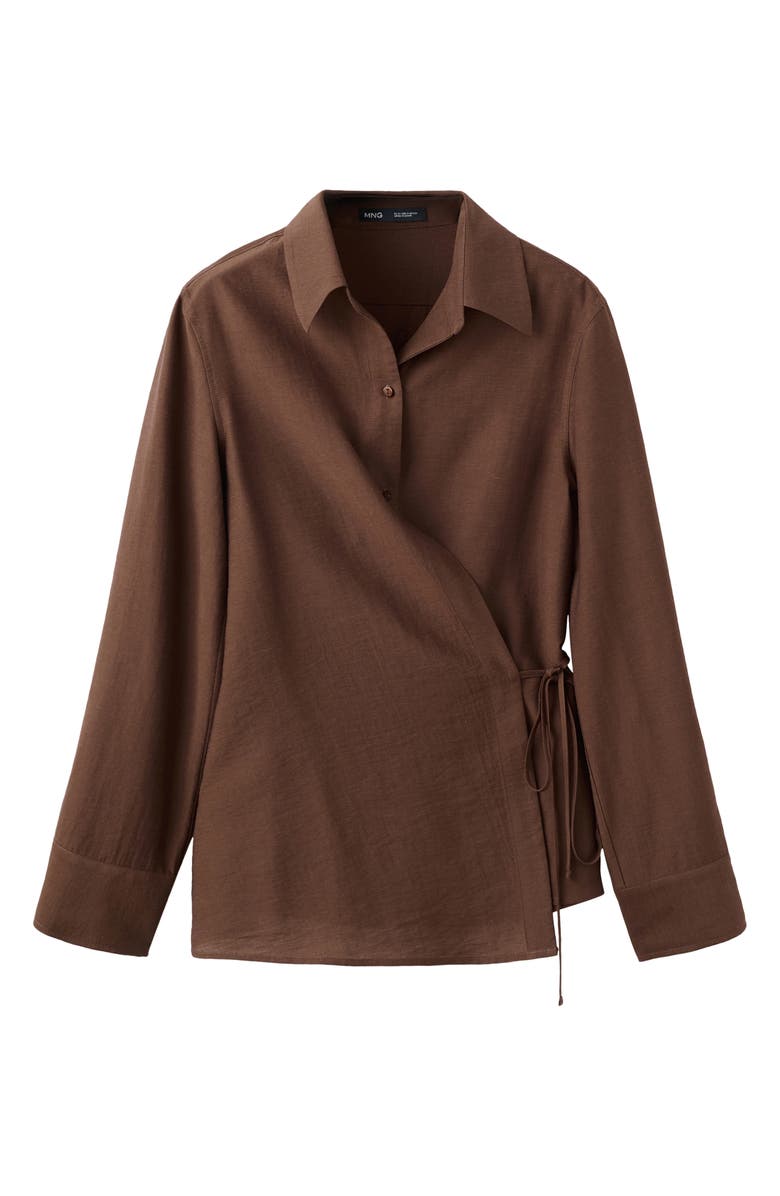 MANGO Long Sleeve Wrap Shirt, Main, color, 