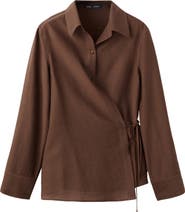 MANGO Long Sleeve Wrap Shirt