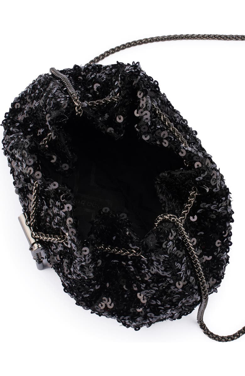 Olga Berg Ilana Sequin Drawstring Clutch, Alternate, color, Black