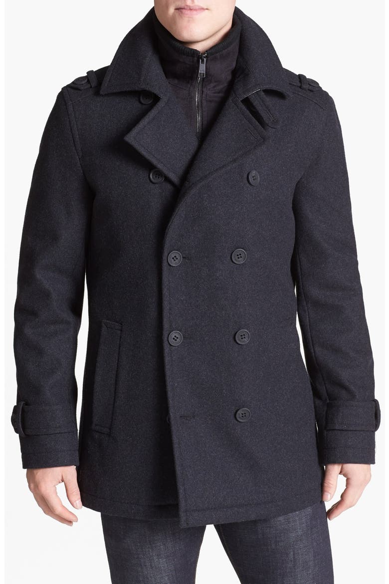 by Andrew Marc 'Penn' Wool Peacoat, Main, color, CHARCOAL