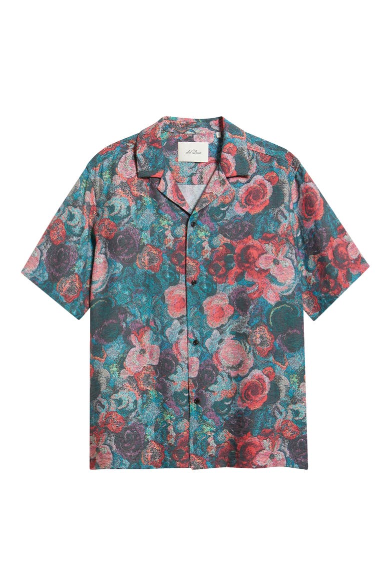 Bouquet Floral Jacquard Camp Shirt, Alternate, color, MULTICOLOR