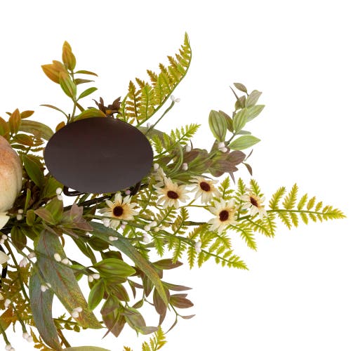 Northlight Sunflowers And Pumpkins Fall Harvest Triple Pillar Candleholder In Green