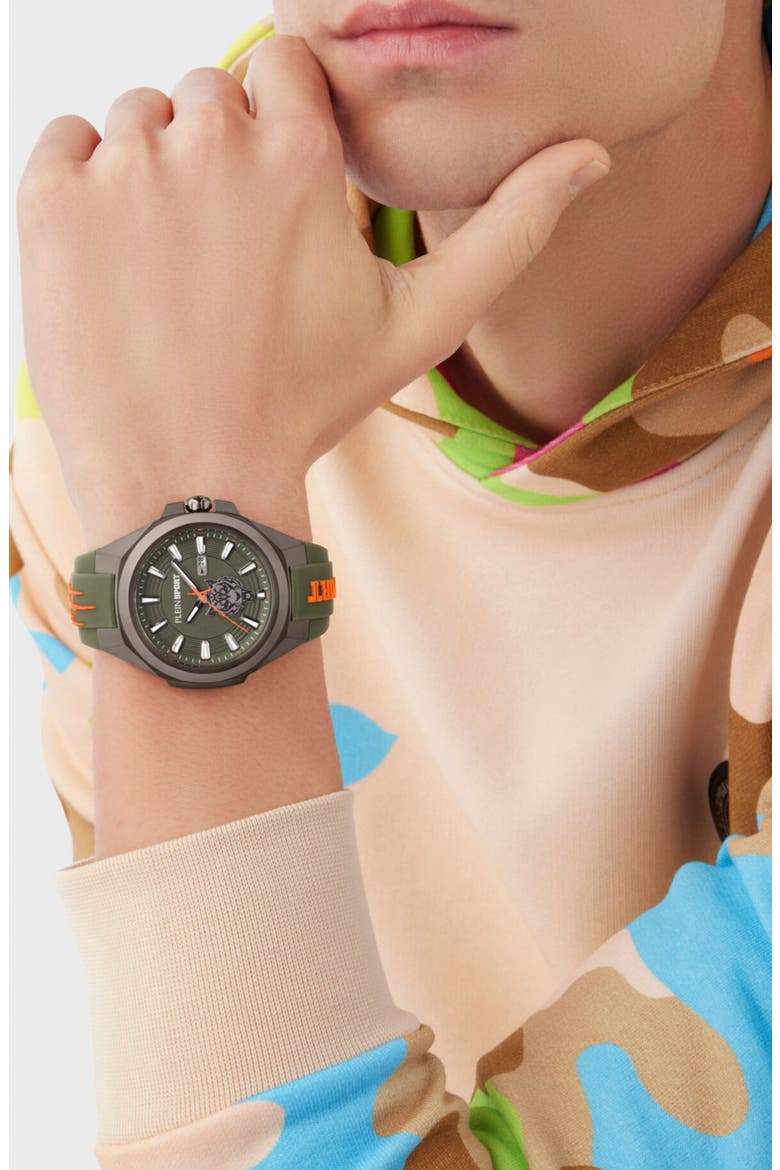 Tigermaster Quartz Silicone Strap Watch, 47mm, Alternate, color, GUN