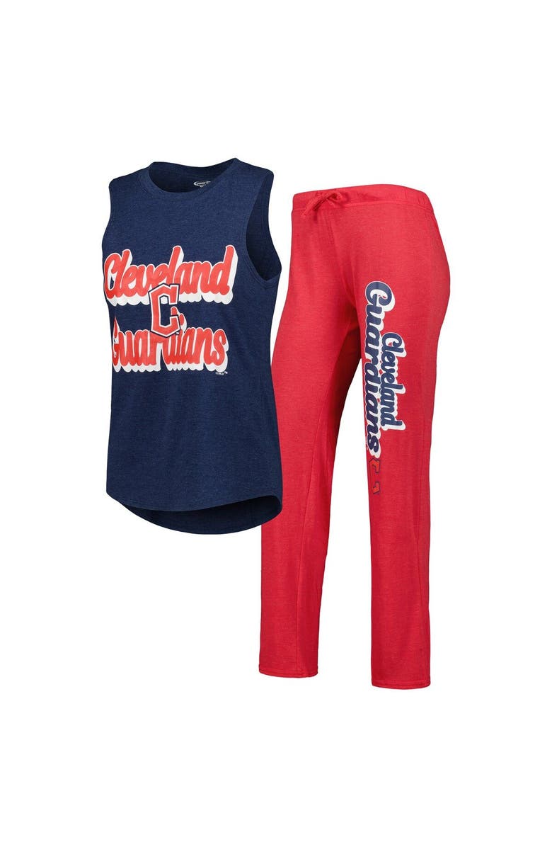 CONCEPTS SPORT Women's Concepts Sport Red/Navy Cleveland Guardians Wordmark Meter Muscle Tank Top & Pants Sleep Set, Main, color,