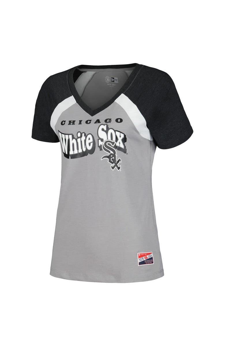 New Era Women's New Era Gray Chicago White Sox Heathered Raglan V-Neck T-Shirt, Alternate, color, Gray