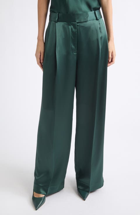 Zadie Pleated Satin Pants