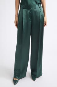 Reiss Zadie Pleated Satin Pants