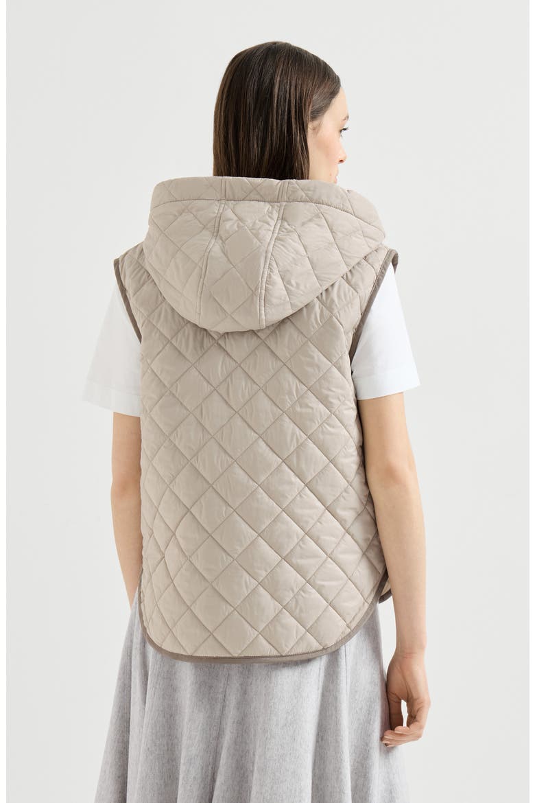 Lightweight matte nylon quilted vest with Thermore® padding and hood, Alternate, color, Light Grey