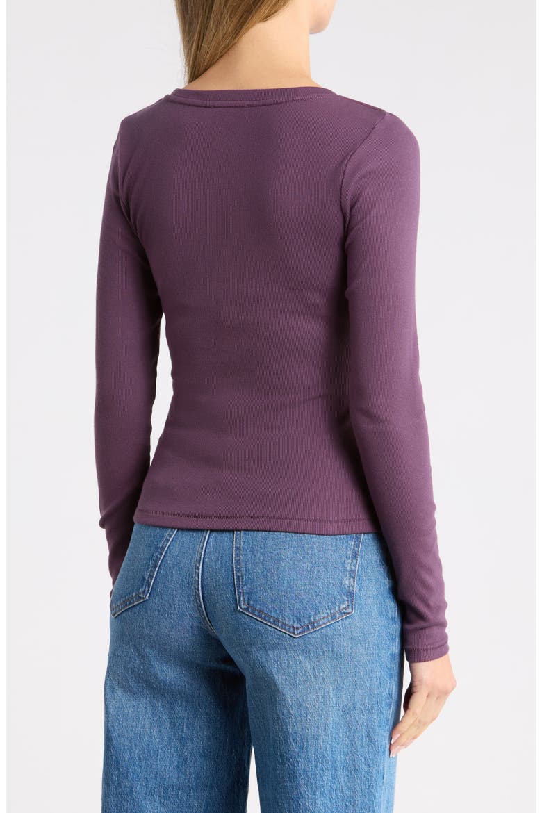 Long Sleeve V-Neck Rib Top, Alternate, color, CHARTER VIOLET