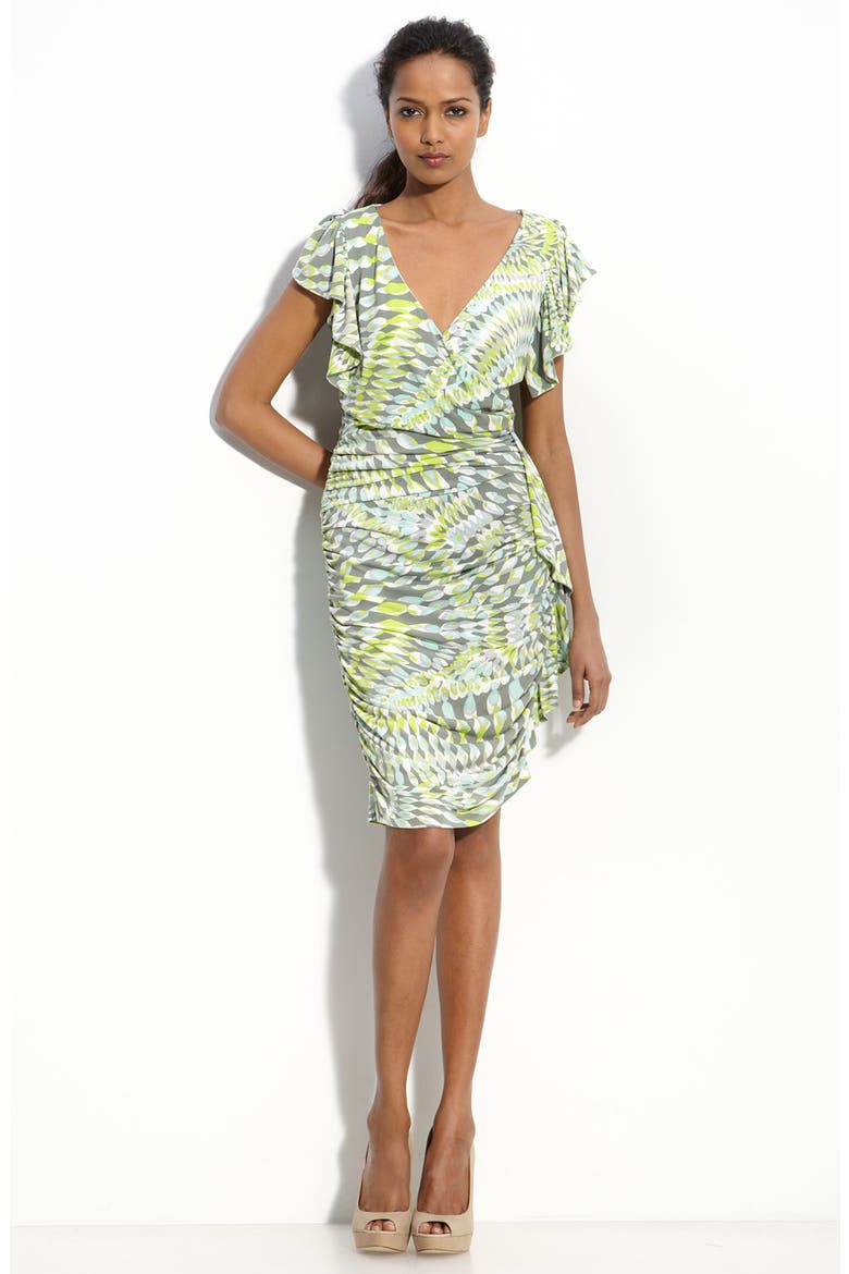 Side Drape Jersey Sheath Dress, Main, color, AQUA/ LIGHT GREEN