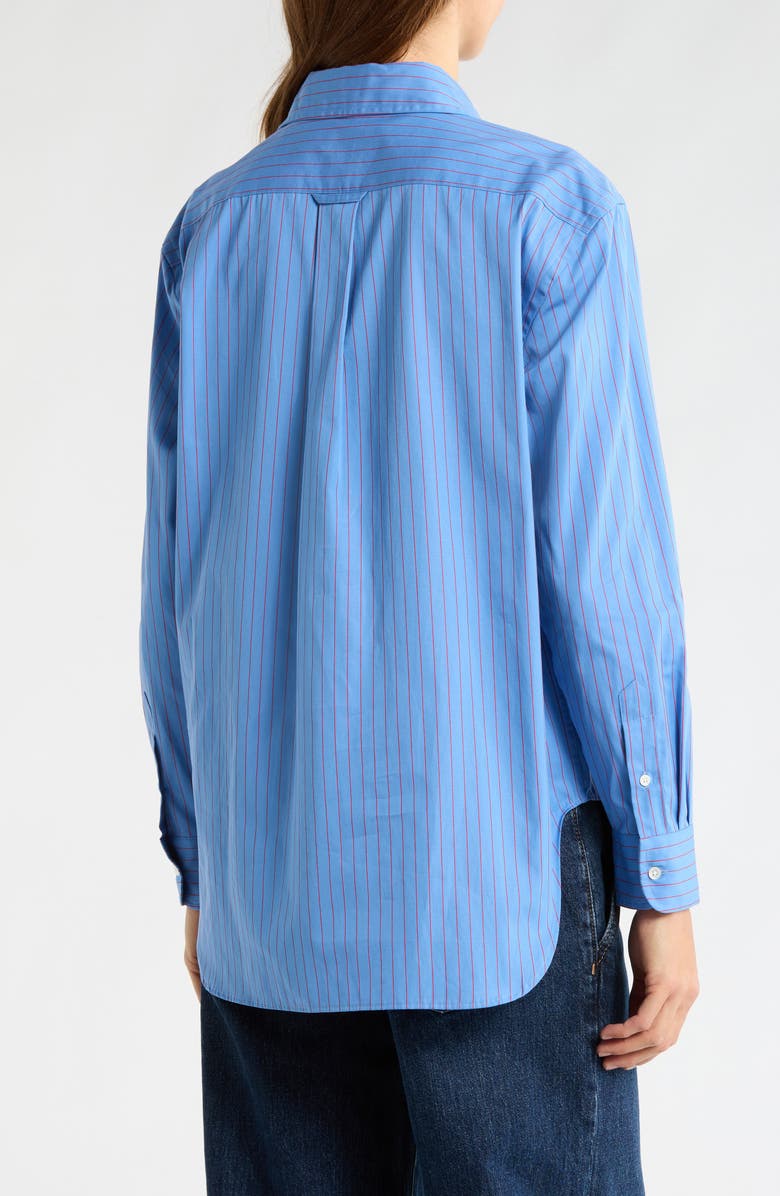 Polo Ralph Lauren Stripe Button-Up Cotton Shirt, Alternate, color, Blue-Red