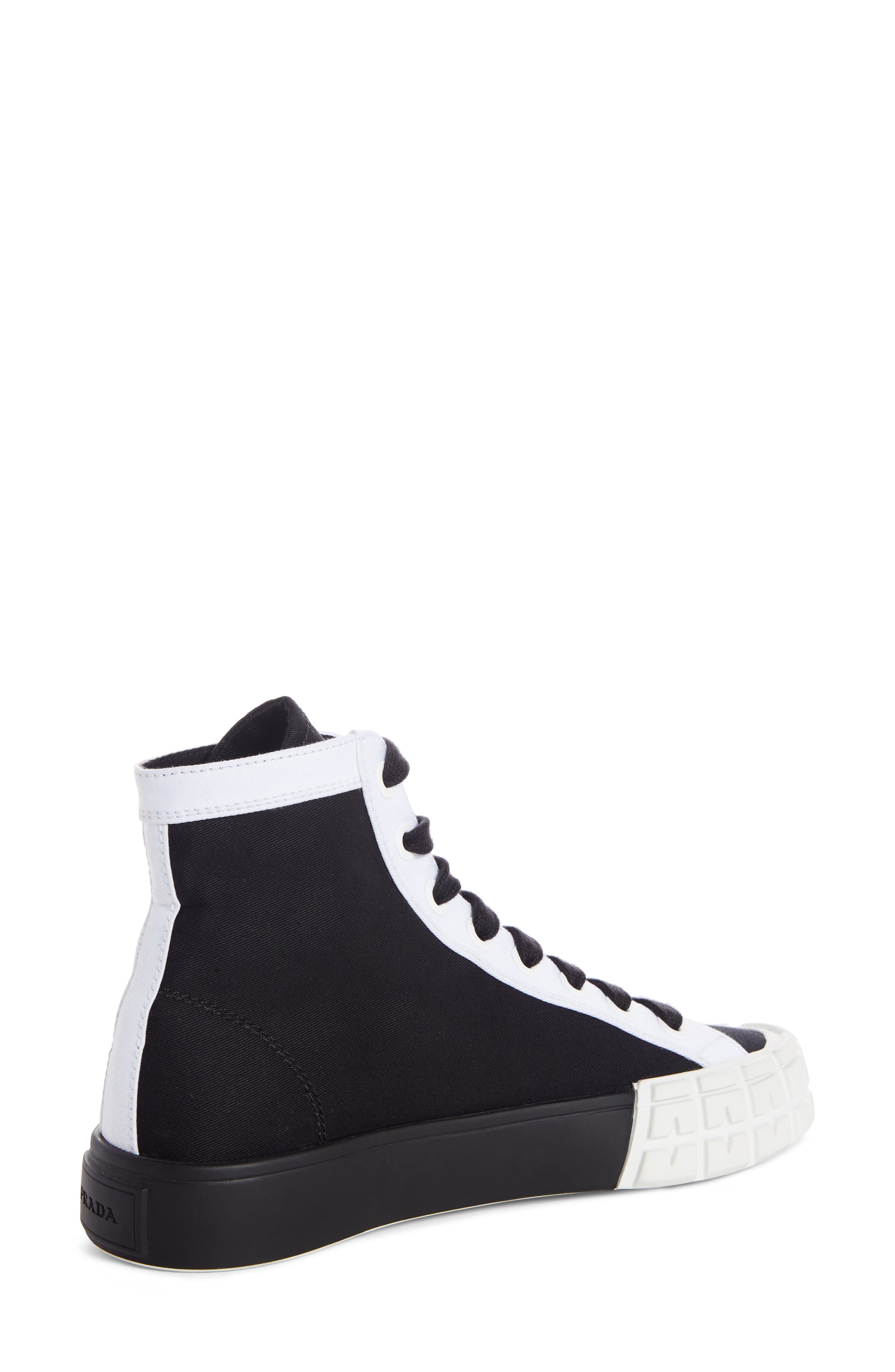 Prada Logo High Top Sneaker, Alternate, color, 