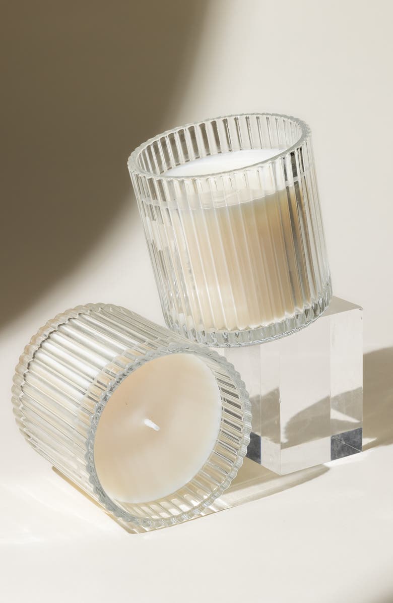 SWEET WATER DECOR Farmhouse Rib Glass 2-Piece Candle Set, Alternate, color, 