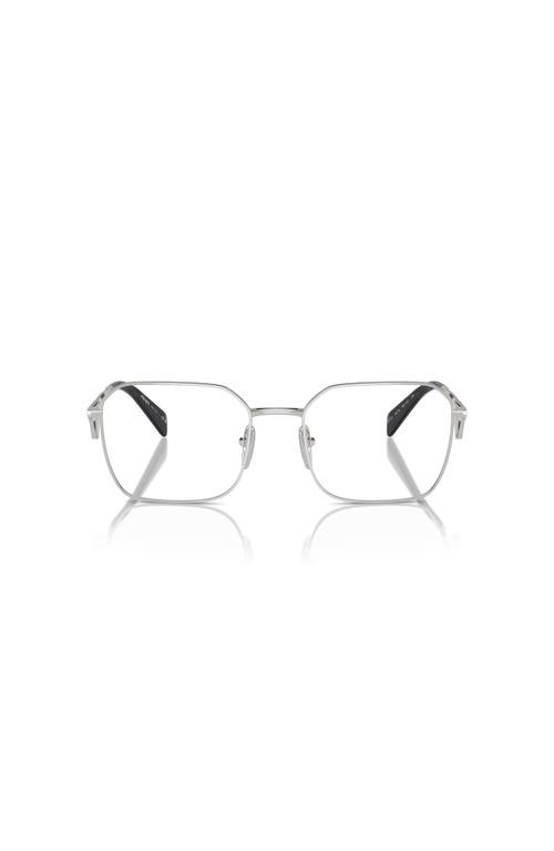 Prada 55mm Irregular Optical Glasses In Silver