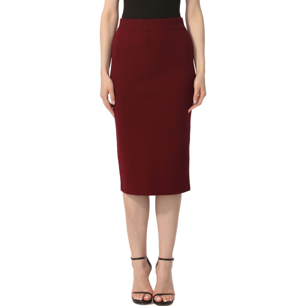 Kimi & Kai Knit Pencil Skirt In Wine