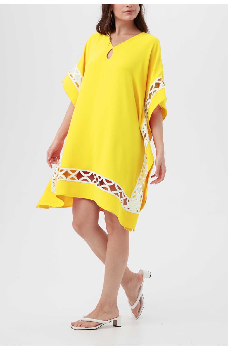 Trina Turk Amoureux Embroidered Trim Caftan Dress, Alternate, color, Lavandou Lemon