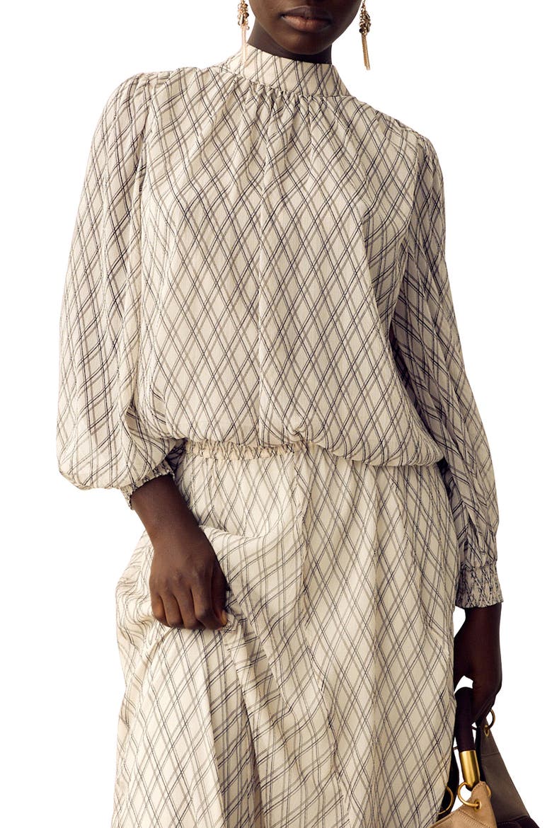 Check Tie Back Top, Main, color, CREAM