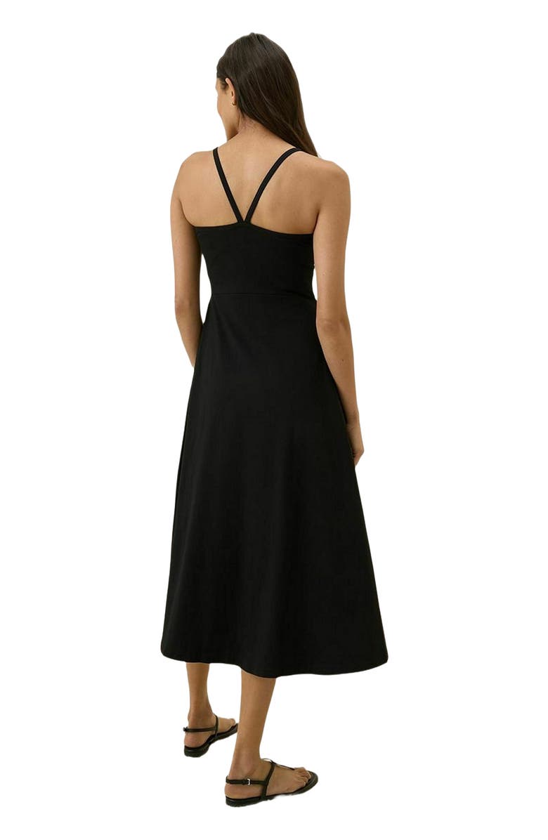 Pact Organic Cotton Fit & Flare Midi Dress, Alternate, color, Black