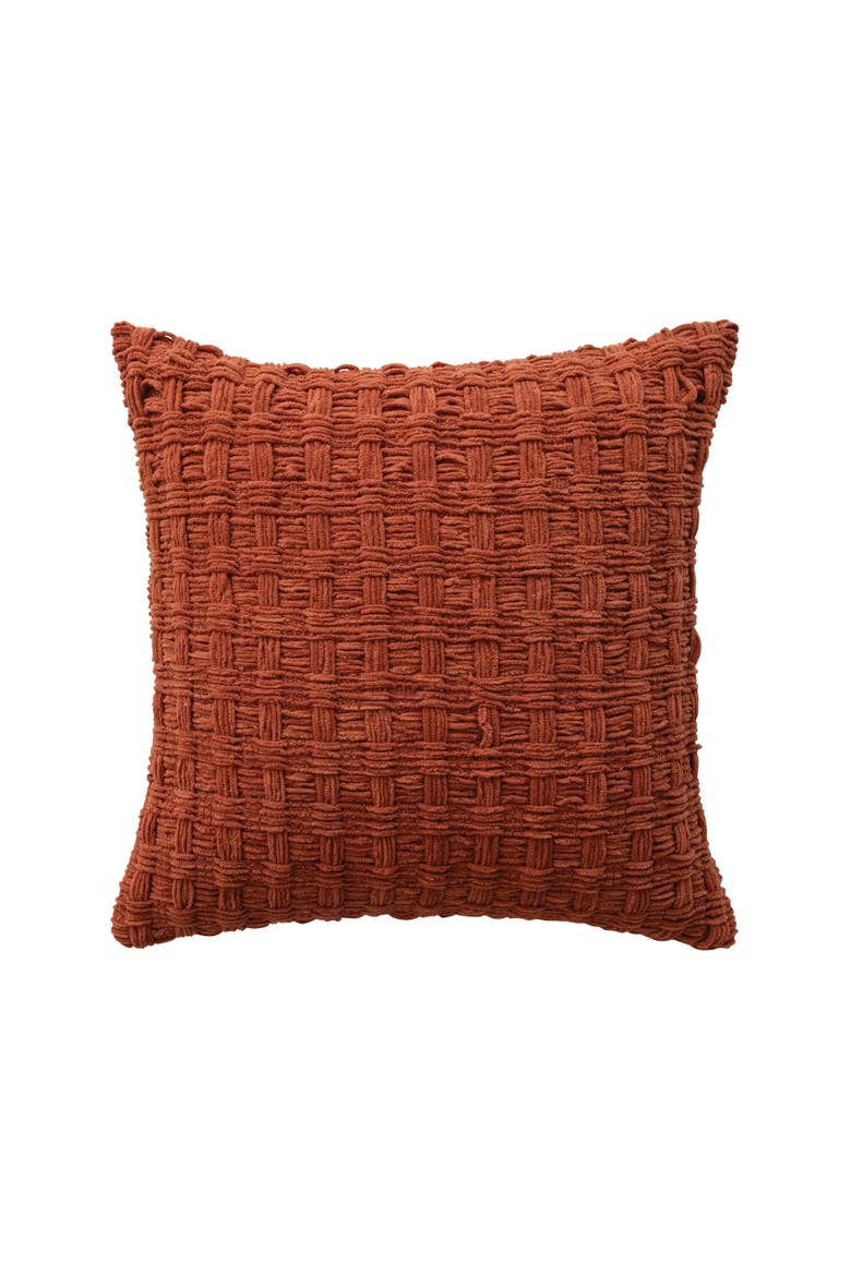Chenille Woven Square Pillow, Main, color, Rust