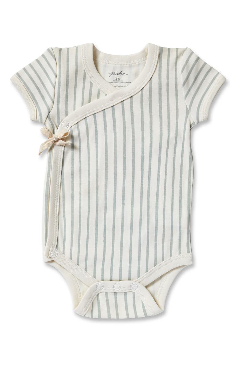 Pehr Stripes Away Organic Cotton Wrap Bodysuit, Main, color,