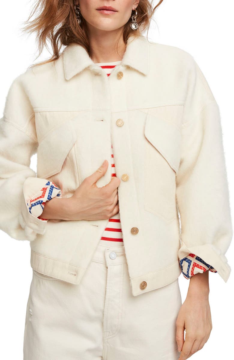 Scotch & Soda Oversize Wool Blend Trucker Jacket, Main, color, 