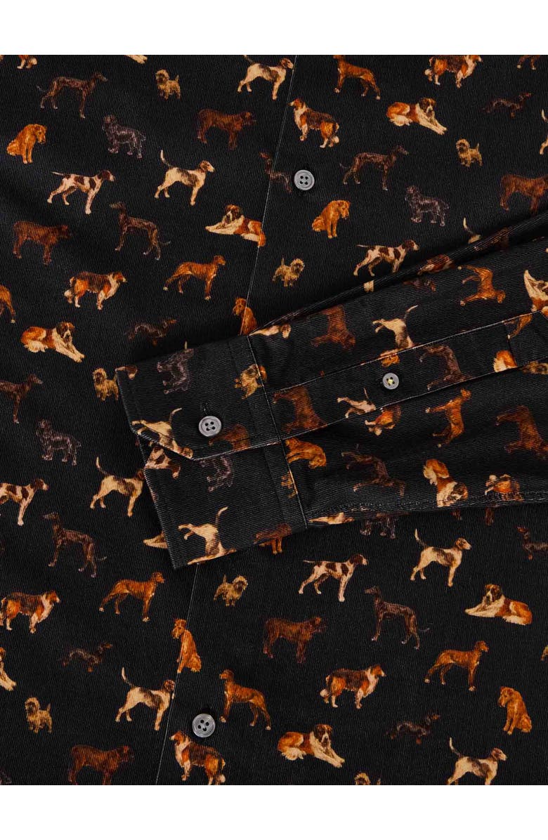 Robert Talbott Reynolds Dog Print Pinwale Corduroy Shirt, Alternate, color, Black Multi