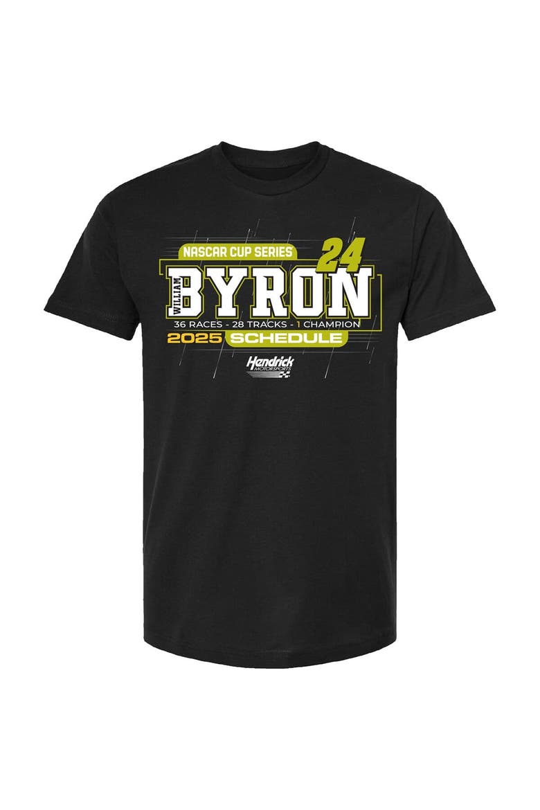 Men's Hendrick Motorsports Team Collection Black William Byron 2025 NASCAR Cup Series Schedule T-Shirt, Alternate, color, Black