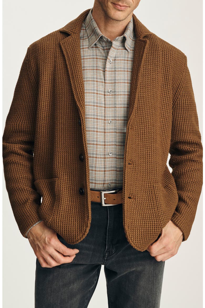Birch Waffle Knit Sweater Blazer, Main, color, TERRA COTTA