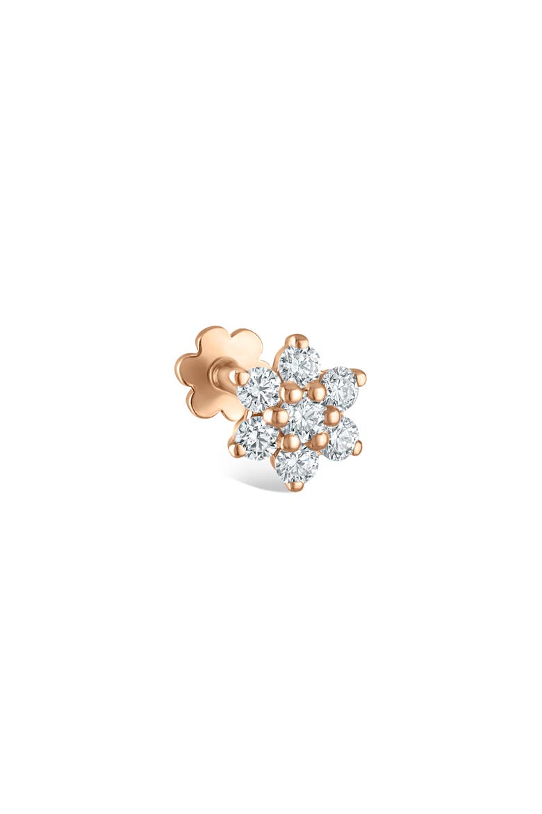 Diamond Flower Threaded Stud Earring, Main, color, ROSE GOLD