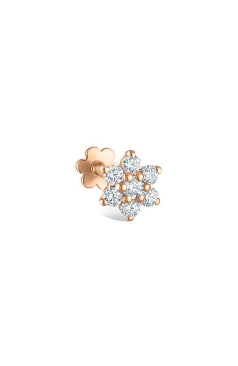 Diamond Flower Threaded Stud Earring