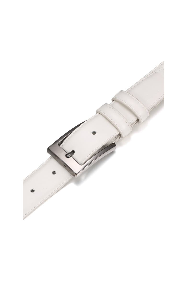 Dual Loop Leather Dress Belt, Alternate, color, White