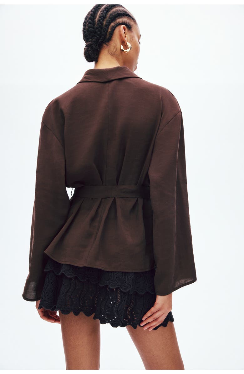 H&M Oversized Tie-belt Blazer, Alternate, color, Dark Brown