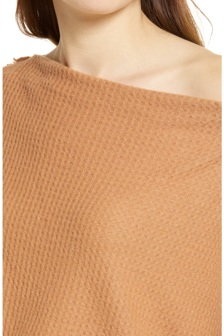 Off the Shoulder Thermal Knit Top, Alternate, color, TAN THRUSH