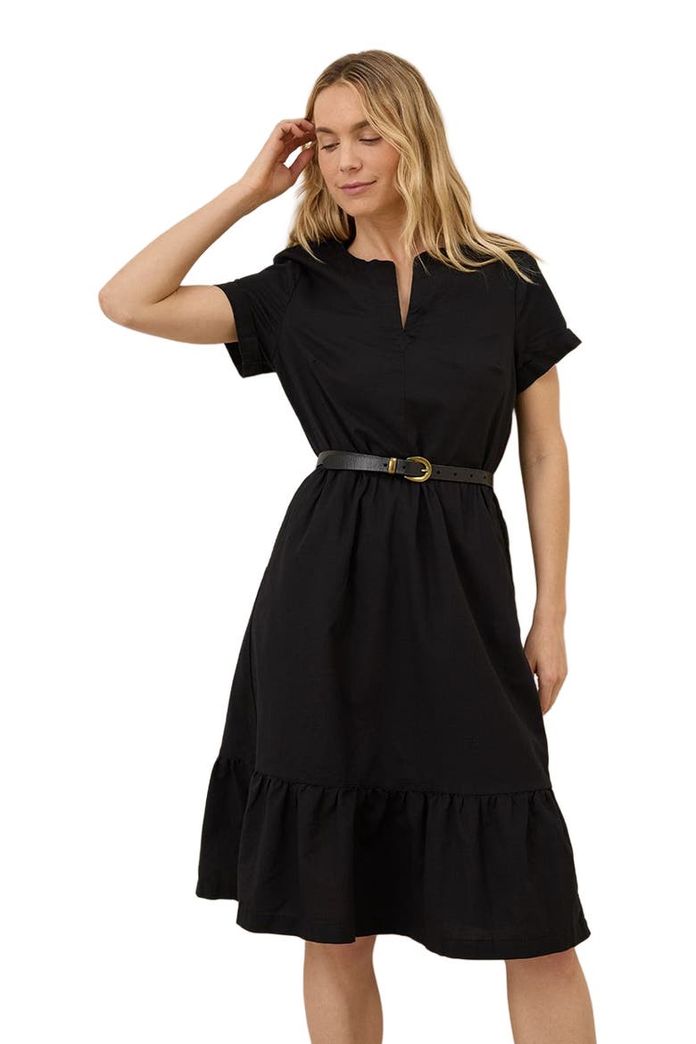 Canopy Linen Notch Neck Dress Made with Organic Cotton, Alternate, color, Black