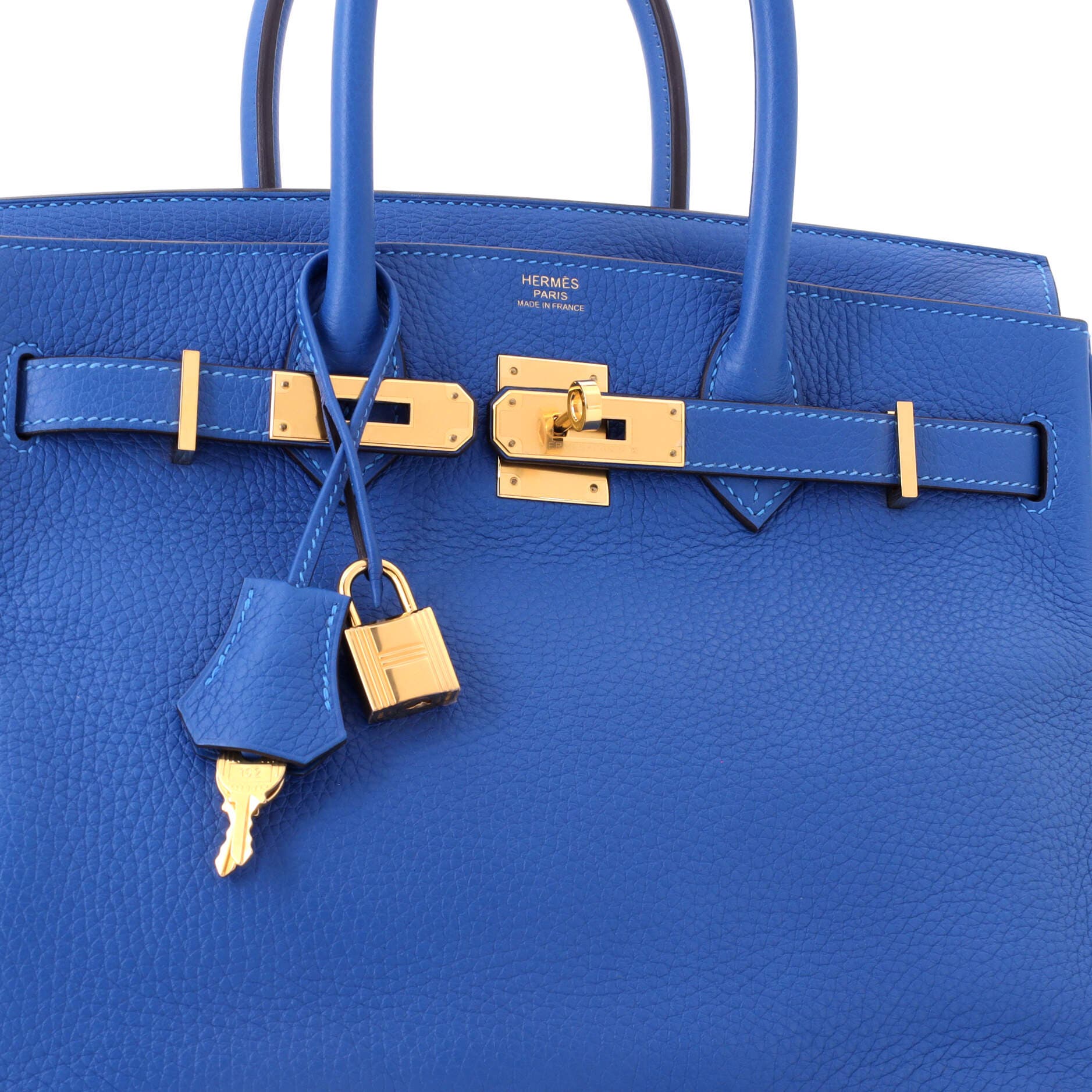 Birkin Handbag Blue Clemence with Gold Hardware 30, Alternate, color, Blue