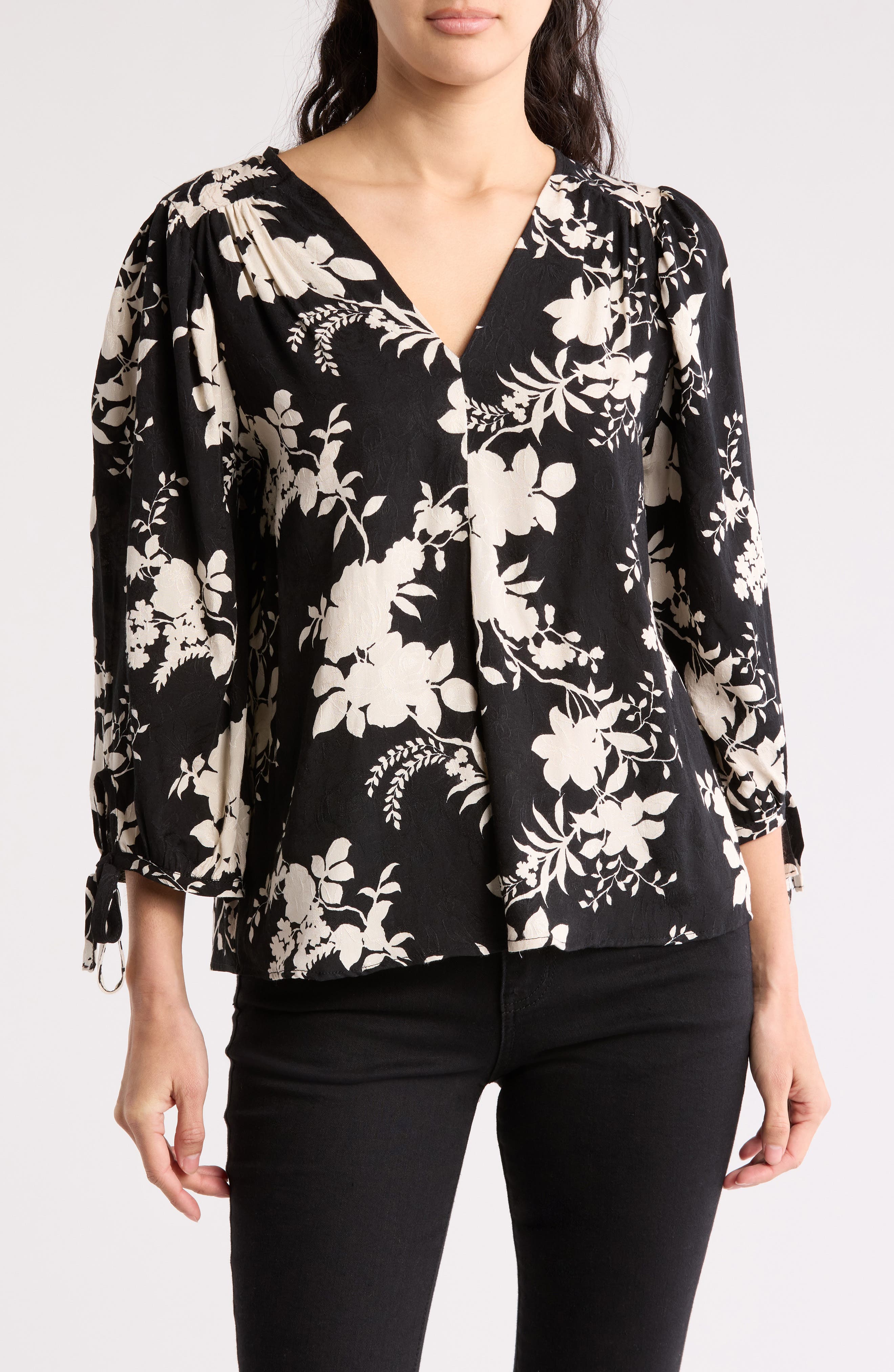 Renee C Jacquard Floral Top