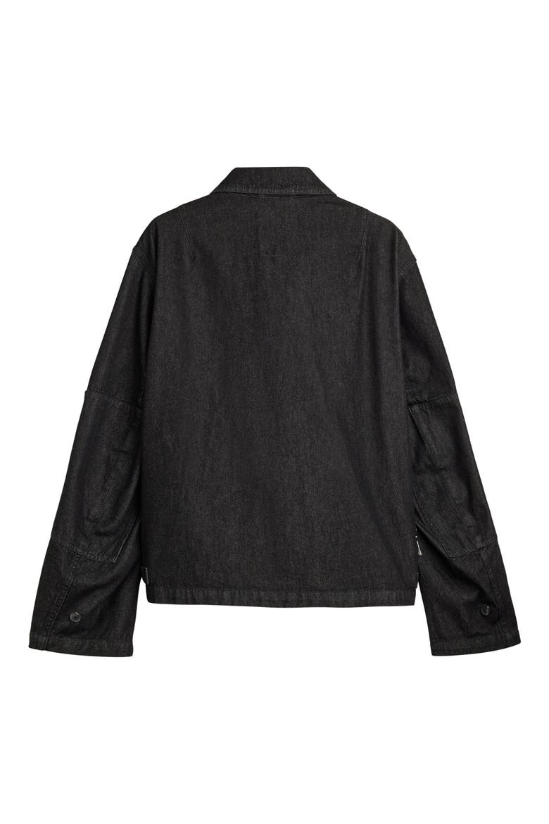 Zip Front Denim Jacket, Alternate, color, BLACK