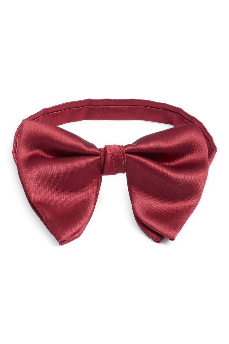 Red Silk Butterfly Bow Tie, Main, color, DARK RED
