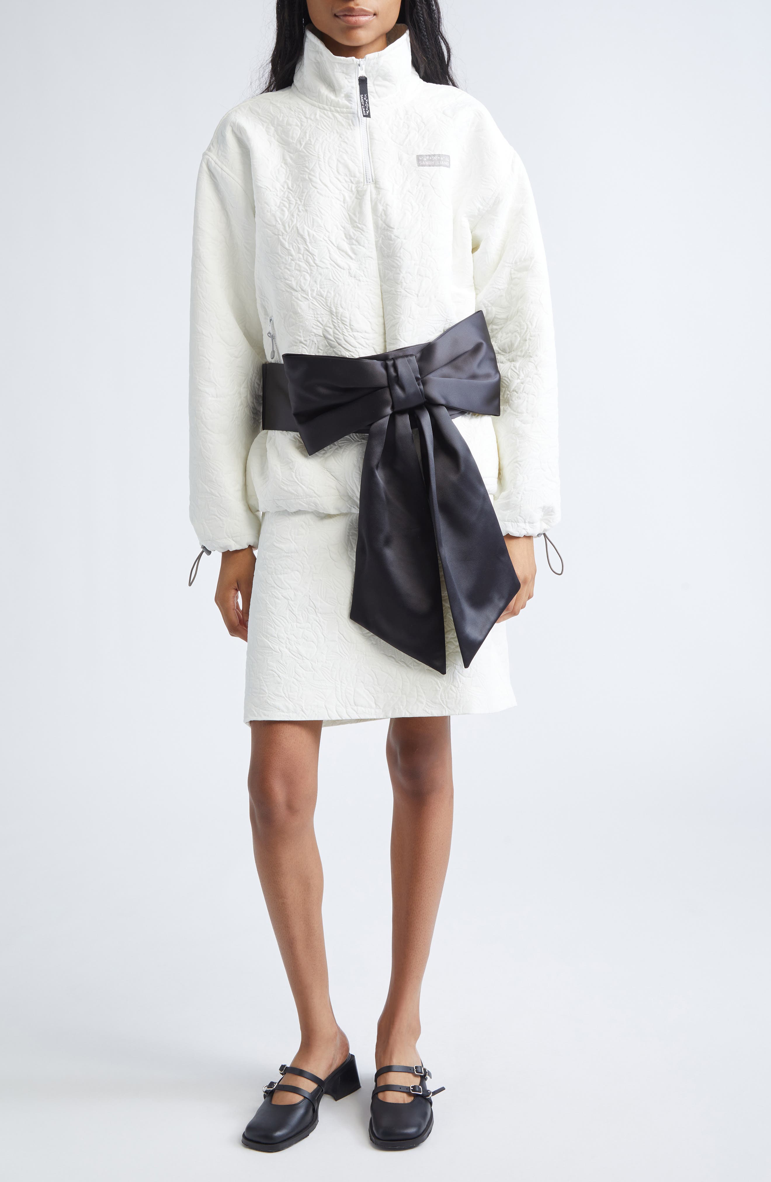 Sandy Liang Bow Satin Belt Bag, Alternate, color, 