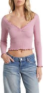 BDG Urban Outfitters Elsie Rib Long Sleeve Crop Top