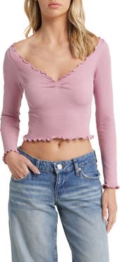 BDG Urban Outfitters Elsie Rib Long Sleeve Crop Top