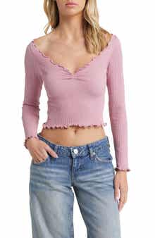 BDG Urban Outfitters Elsie Rib Long Sleeve Crop Top