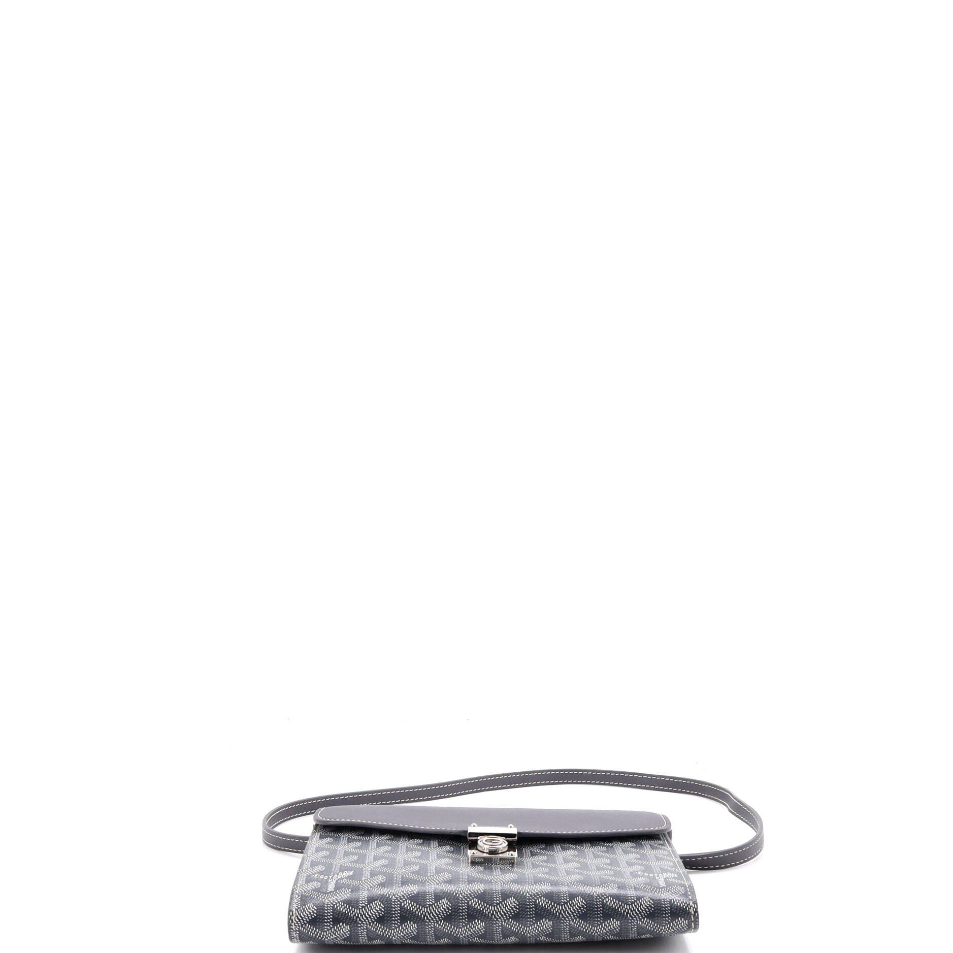 Chypre Wallet on Strap Coated Canvas with Leather, Alternate, color, Grey