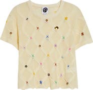 YanYan Cotton Short Sleeve Lattice Stitch Sweater